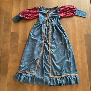 Medieval Renaissance Festival Embroidered Blue and Red Dress